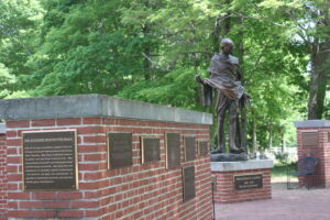 Mahatma Gandhi Statue with Wall of Plaque